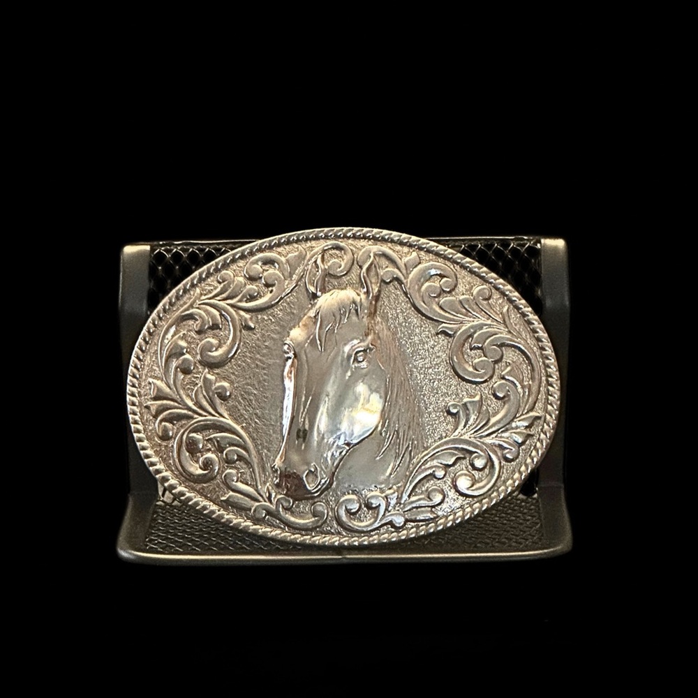 Vintage Chambers Phoenix Horse Belt Buckle | 24K Gold Plate | Western USA